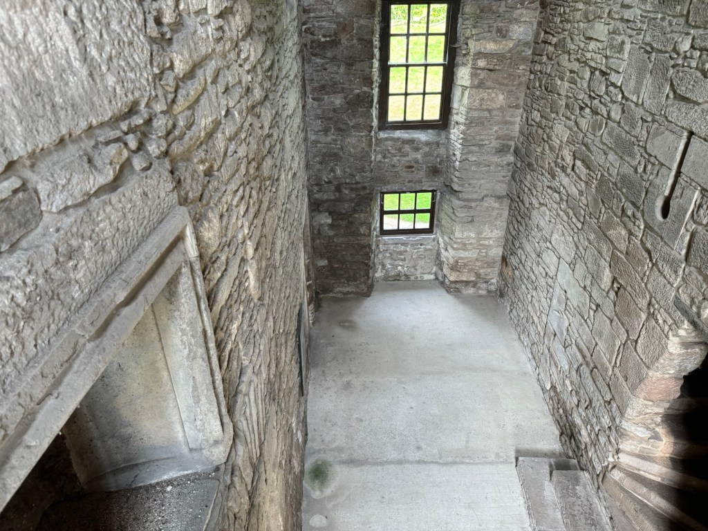 View looking down inside one of the towers.